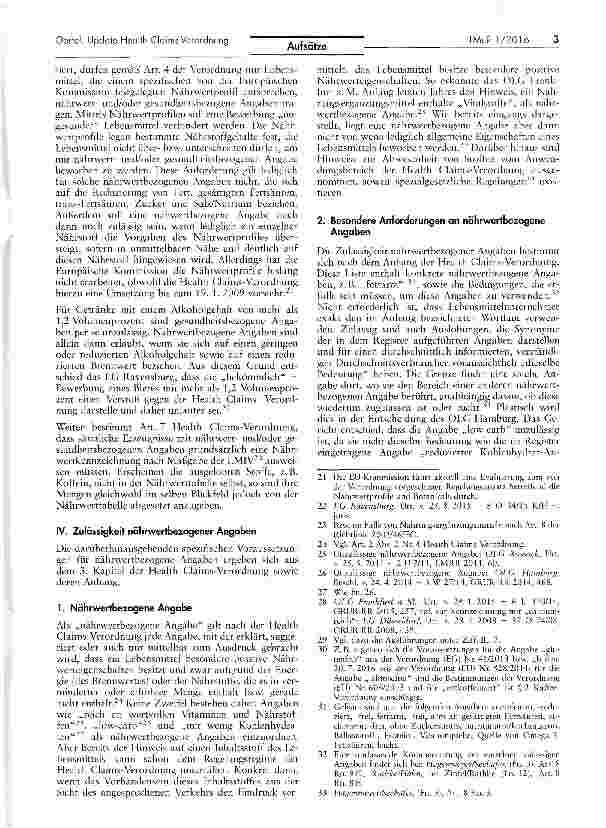 Vorschauseite 3: Update Health Claims-Verordnung