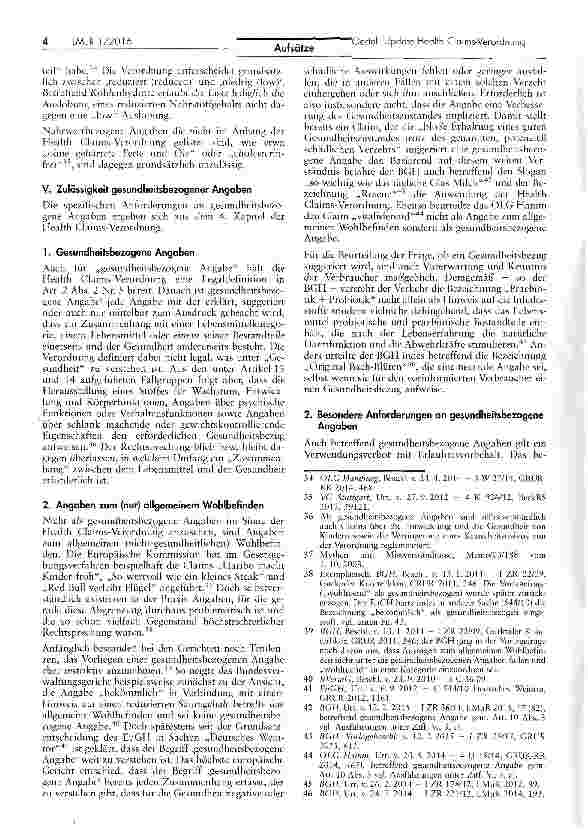 Vorschauseite 4: Update Health Claims-Verordnung