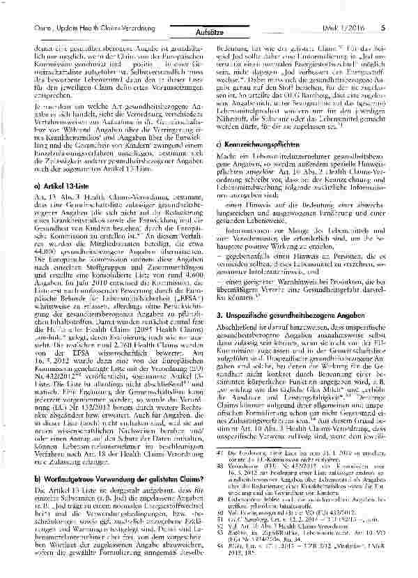 Vorschauseite 5: Update Health Claims-Verordnung