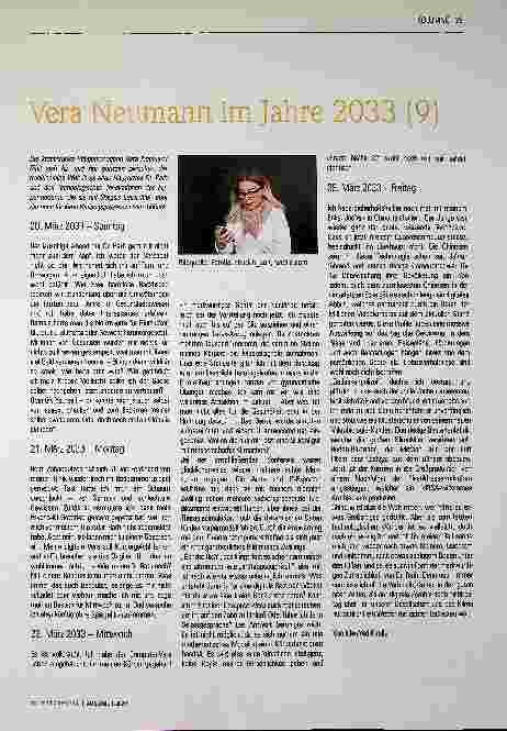 Vorschauseite 1: Vera Neumann im Jahre 2033 (9)