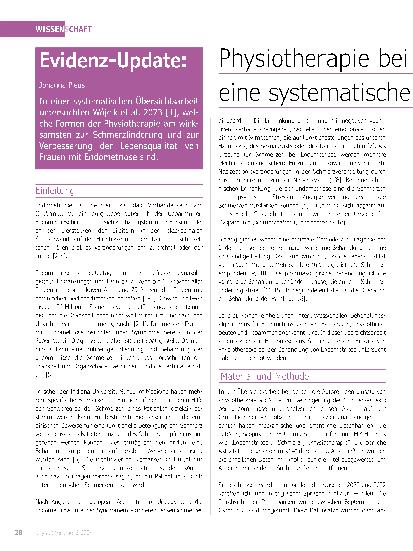 Vorschauseite 1: Physiotherapie bei Endometriose: eine systematische Übersichtsarbeit