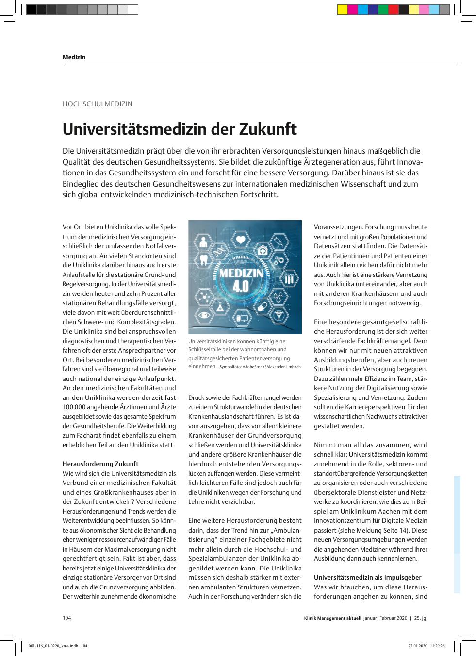 Vorschauseite 1: HOCHSCHULMEDIZIN: Universitätsmedizin der Zukunft