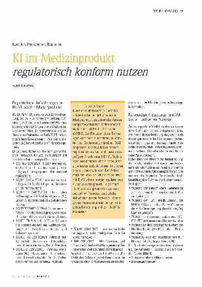 Vorschauseite 1: KI im Medizinprodukt regulatorisch konform nutzen