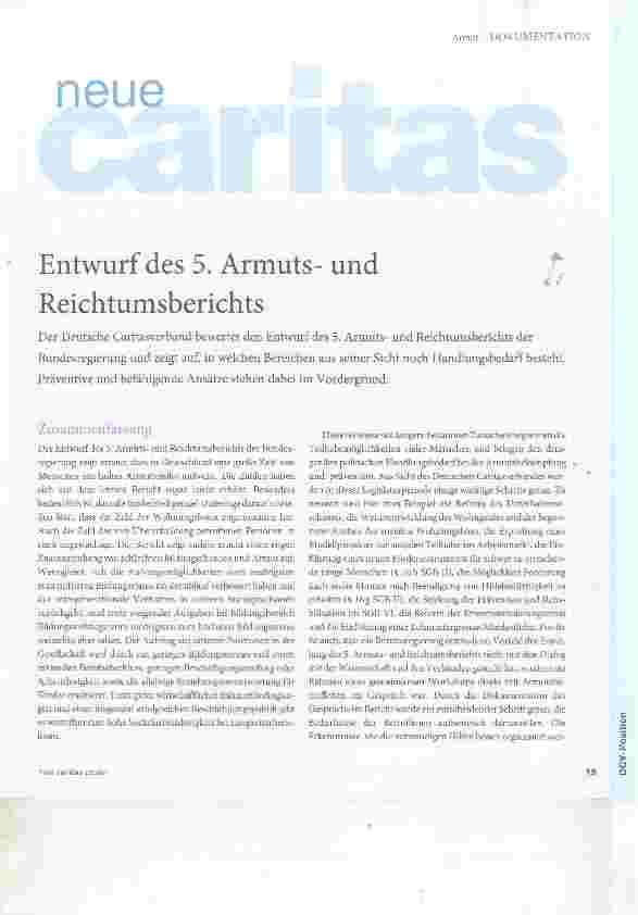 Vorschauseite 1: Entwurf des 5. Armutsund Reichtumsberichts