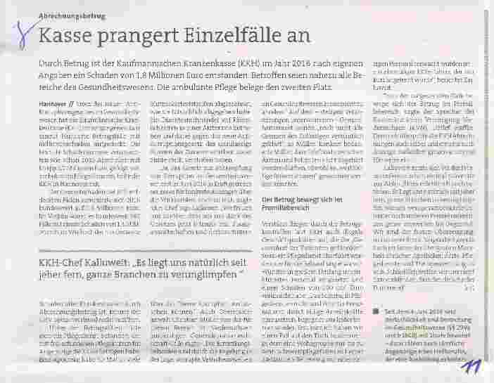 Vorschauseite 1: Kasse prangert Einzelfälle an