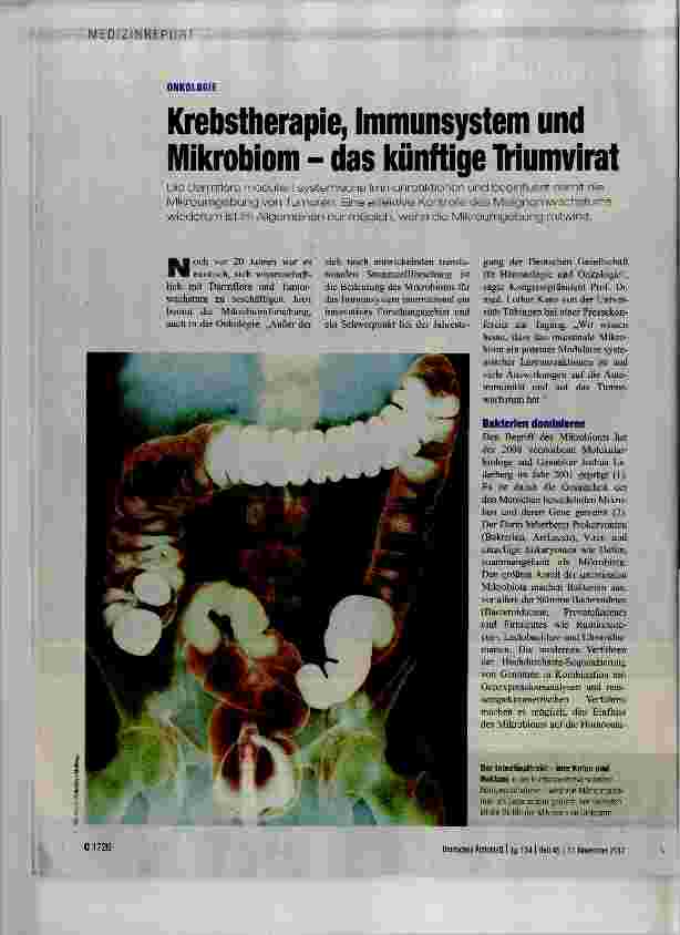 Vorschauseite 1: Krebstherapie, Immunsystem und Mikrobiom das künftige Triumvirat