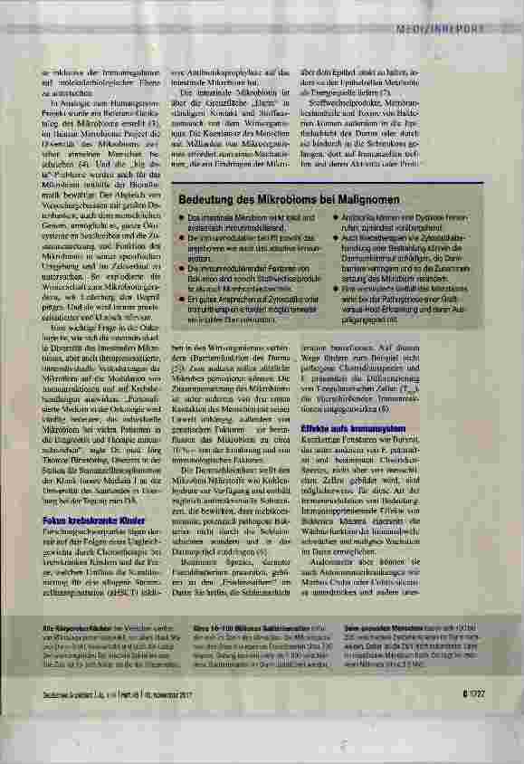 Vorschauseite 2: Krebstherapie, Immunsystem und Mikrobiom das künftige Triumvirat