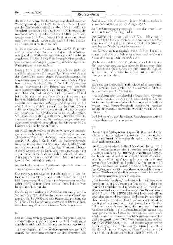 Vorschauseite 4: Werbeangaben zu schlankmachenden Eigenschaften eines Lebensmittels