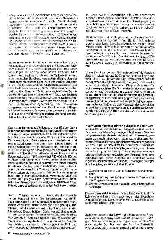 Vorschauseite 2: Altenpfleger 1987 // Die Entwicklungsgeschichte eines sozialen Berufes, seine Gegenwart und seine Zukunft