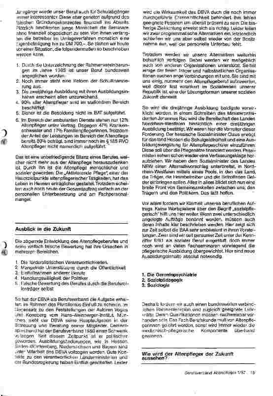 Vorschauseite 3: Altenpfleger 1987 // Die Entwicklungsgeschichte eines sozialen Berufes, seine Gegenwart und seine Zukunft