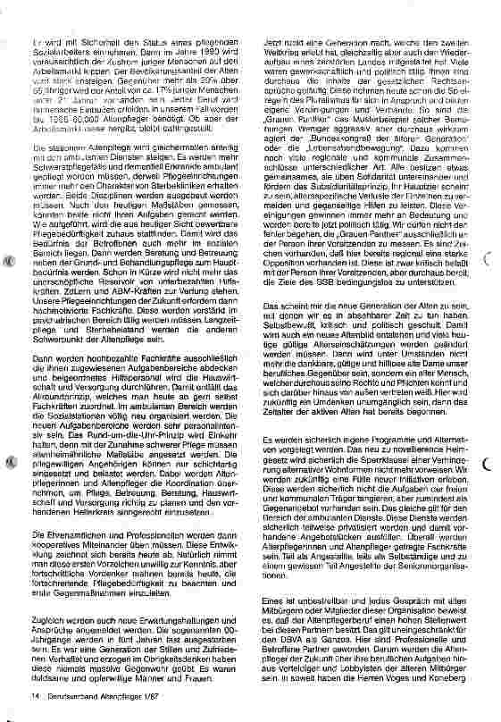 Vorschauseite 4: Altenpfleger 1987 // Die Entwicklungsgeschichte eines sozialen Berufes, seine Gegenwart und seine Zukunft