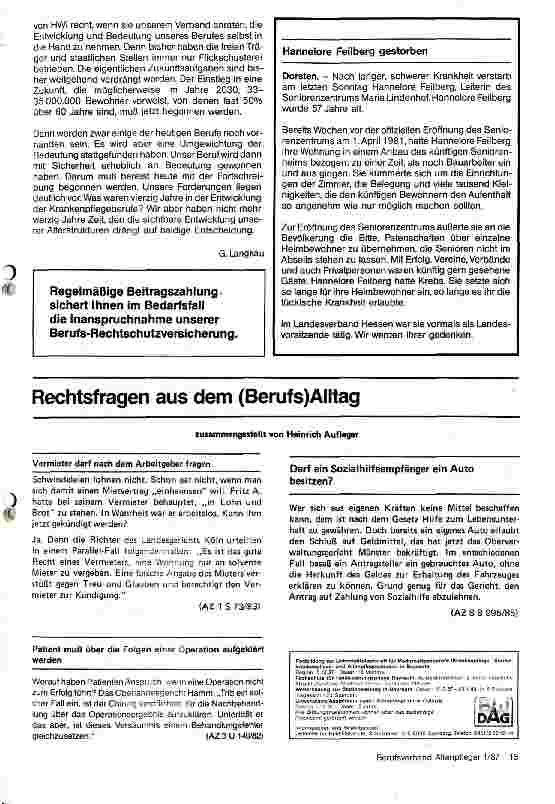 Vorschauseite 5: Altenpfleger 1987 // Die Entwicklungsgeschichte eines sozialen Berufes, seine Gegenwart und seine Zukunft