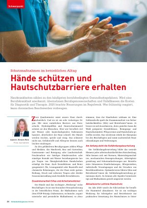 Vorschauseite 1: Schutzmaßnahmen im betrieblichen Alltag Hände schützen und Hautschutzbarriere erhalten