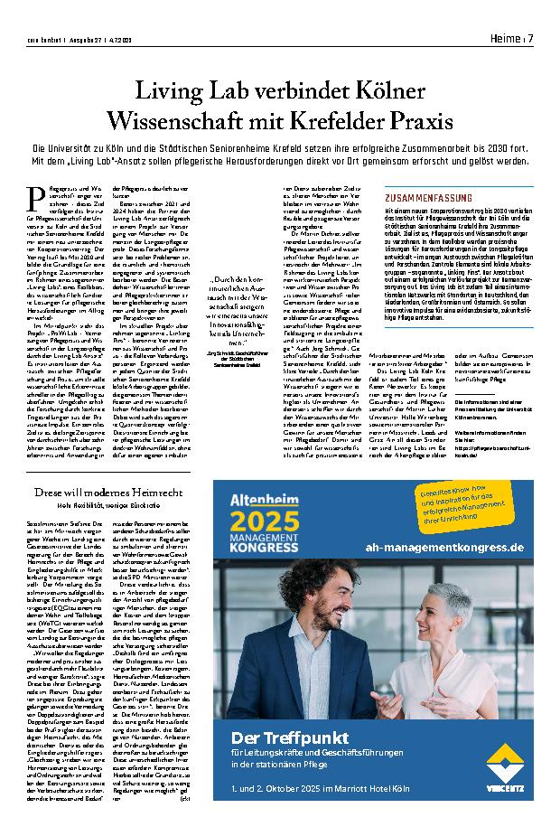 Vorschauseite 1: Living Lab verbindet Kölner Wissenschaft mit Krefelder Praxis