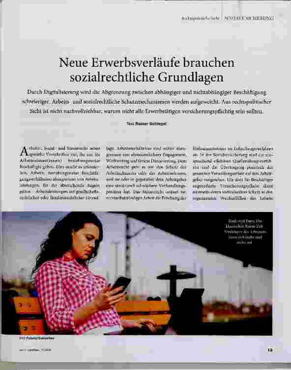 Vorschauseite 1: Neue Erwerbsverläufe brauchen sozialrechtliche Grundlagen