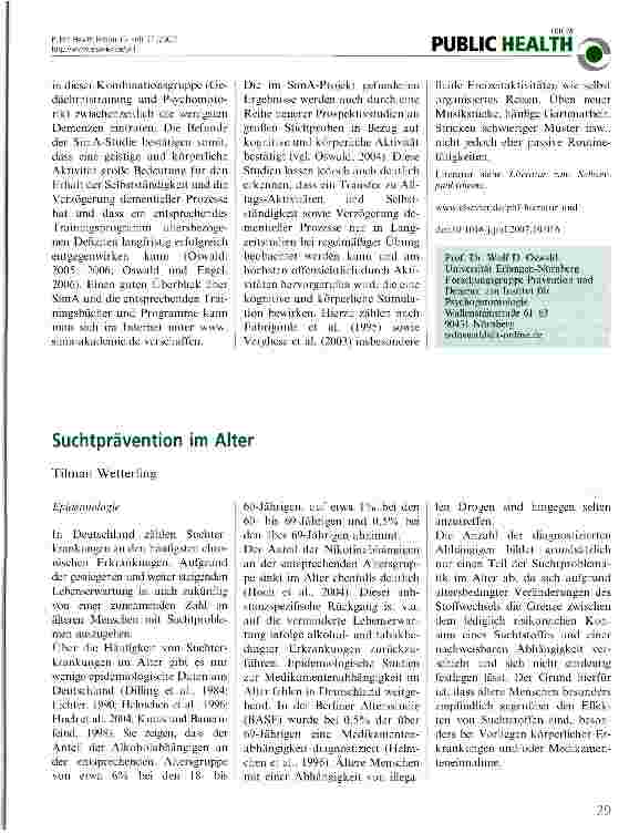 Vorschauseite 2: Prävention der Demenz - Das SimA-Projekt