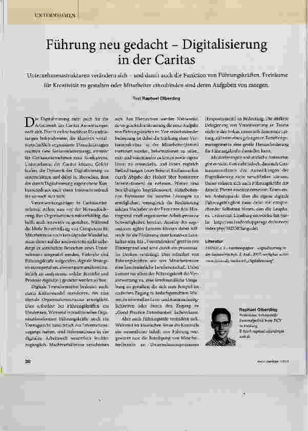 Vorschauseite 1: Führung neu gedacht Digitalisierung in der Caritas