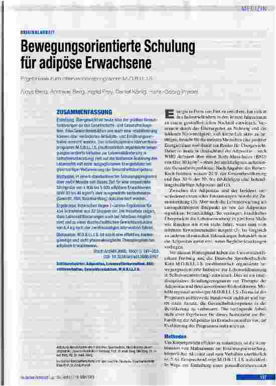 Vorschauseite 1: Bewegungsorientierte Schulung für adipöse Erwachsene