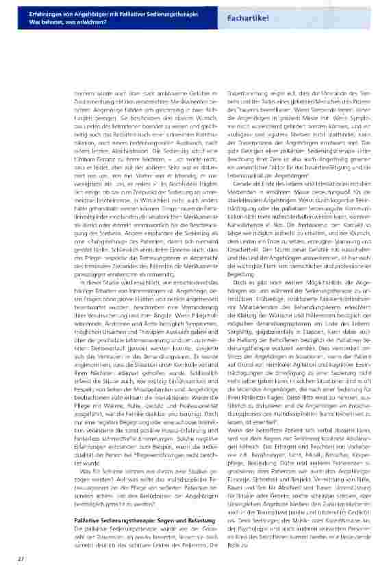 Vorschauseite 2: Erfahrungen von Angehörigen mit Palliativer Sedierungstherapie: Was belastet was erleichtert?