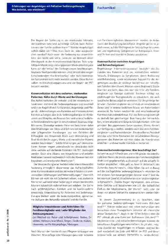 Vorschauseite 3: Erfahrungen von Angehörigen mit Palliativer Sedierungstherapie: Was belastet was erleichtert?