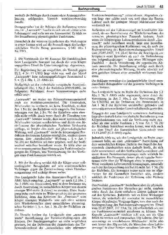 Vorschauseite 2: Abgrenzung Arzneimittel/Lebensmittel - Lactrase -