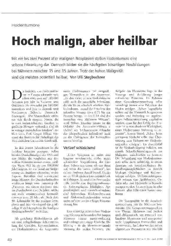 Vorschauseite 1: Hoch malign, aber heilbar