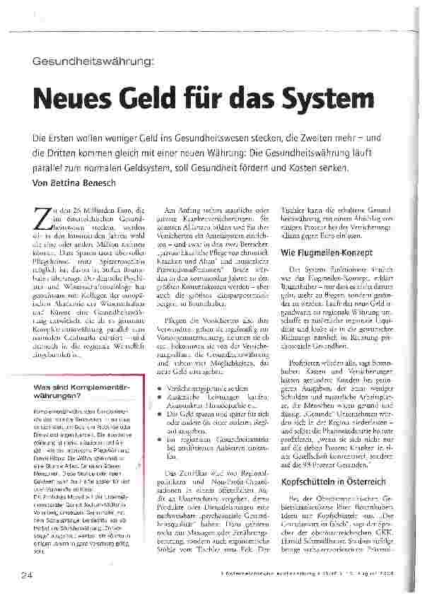Vorschauseite 1: Neues Geld für das System