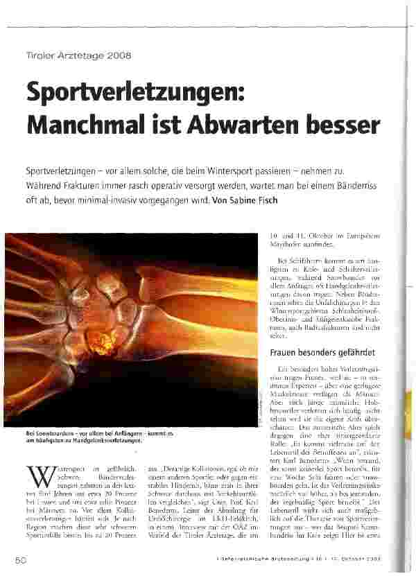 Vorschauseite 1: Sportverletzungen: Manchmal ist Abwarten besser