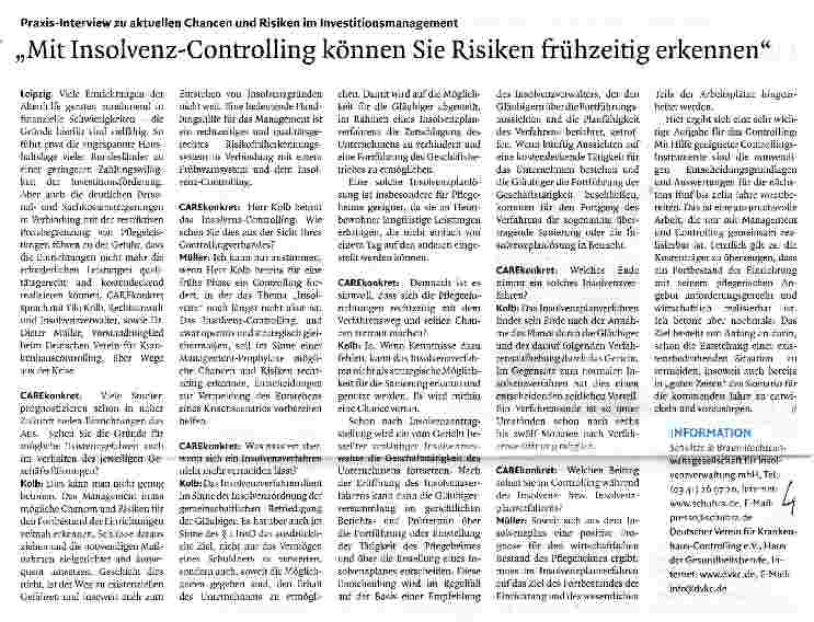 Vorschauseite 1: Praxis-Interview zu aktuellen Chancen und Risiken im Investitionsmanagement„Mit Insolvenz-Controlling können Sie Risiken frühzeitig erkennen