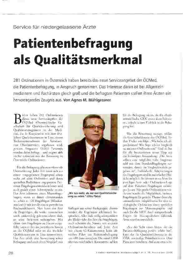 Vorschauseite 1: Patientenbefragung als Qualitätsmerkmal