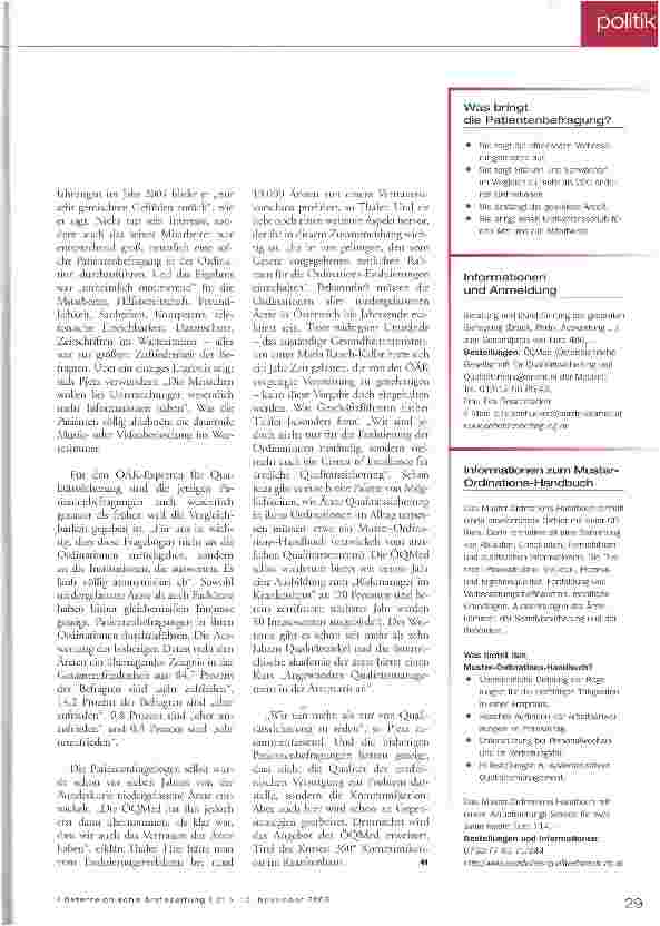 Vorschauseite 2: Patientenbefragung als Qualitätsmerkmal