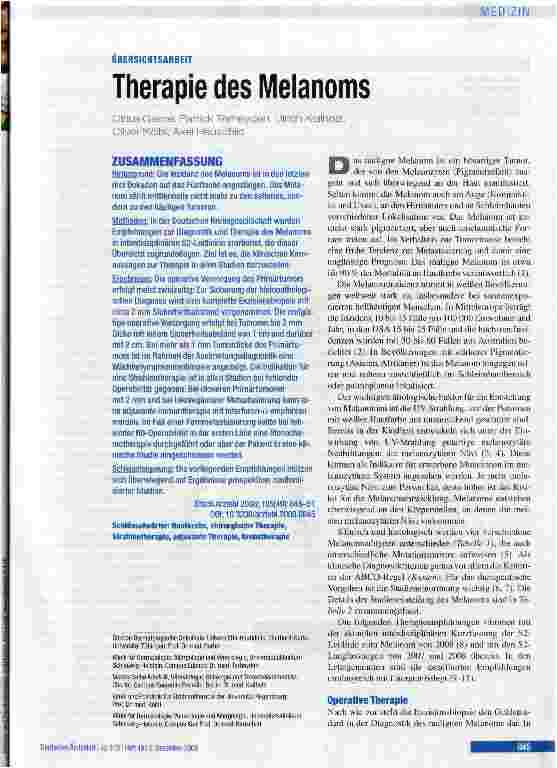 Vorschauseite 1: Therapie des Melanoms
