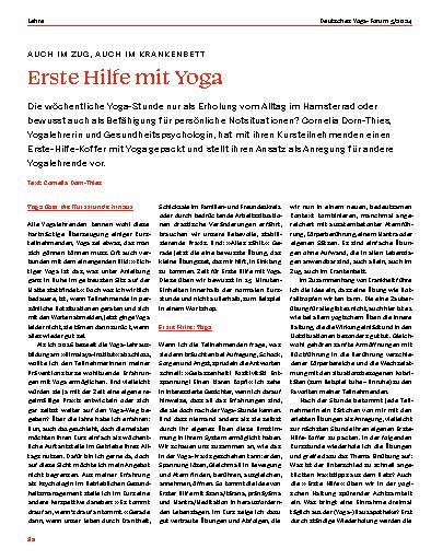 Vorschauseite 1: Auch im Zug, auch im Krankenbett Erste Hilfe mit Yoga