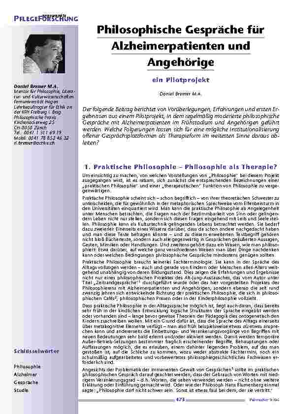 Vorschauseite 1: Philosophische Gespräche für Alzheimerpatienten und Angehörige