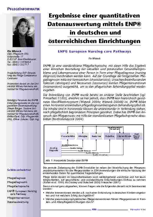 Vorschauseite 1: Ergebnisse einer quantitativen Datenauswertung mittels ENP® in deutschen und österreichischen Einrichtungen