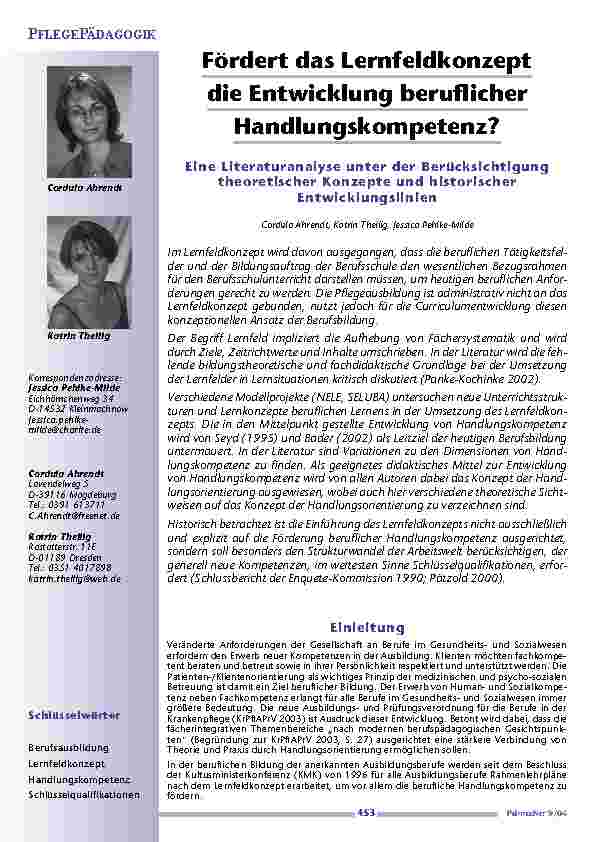 Vorschauseite 1: Fördert das Lernfeldkonzeptdie Entwicklung beruflicherHandlungskompetenz?