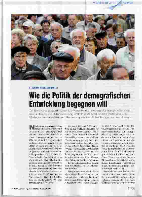 Vorschauseite 1: Wie die Politik der demografischen Entwicklung begegnen will