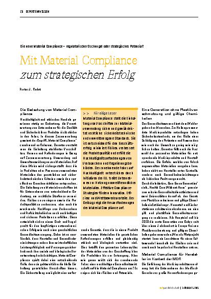 Vorschauseite 1: Mit Material Compliance zum strategischen Erfolg
