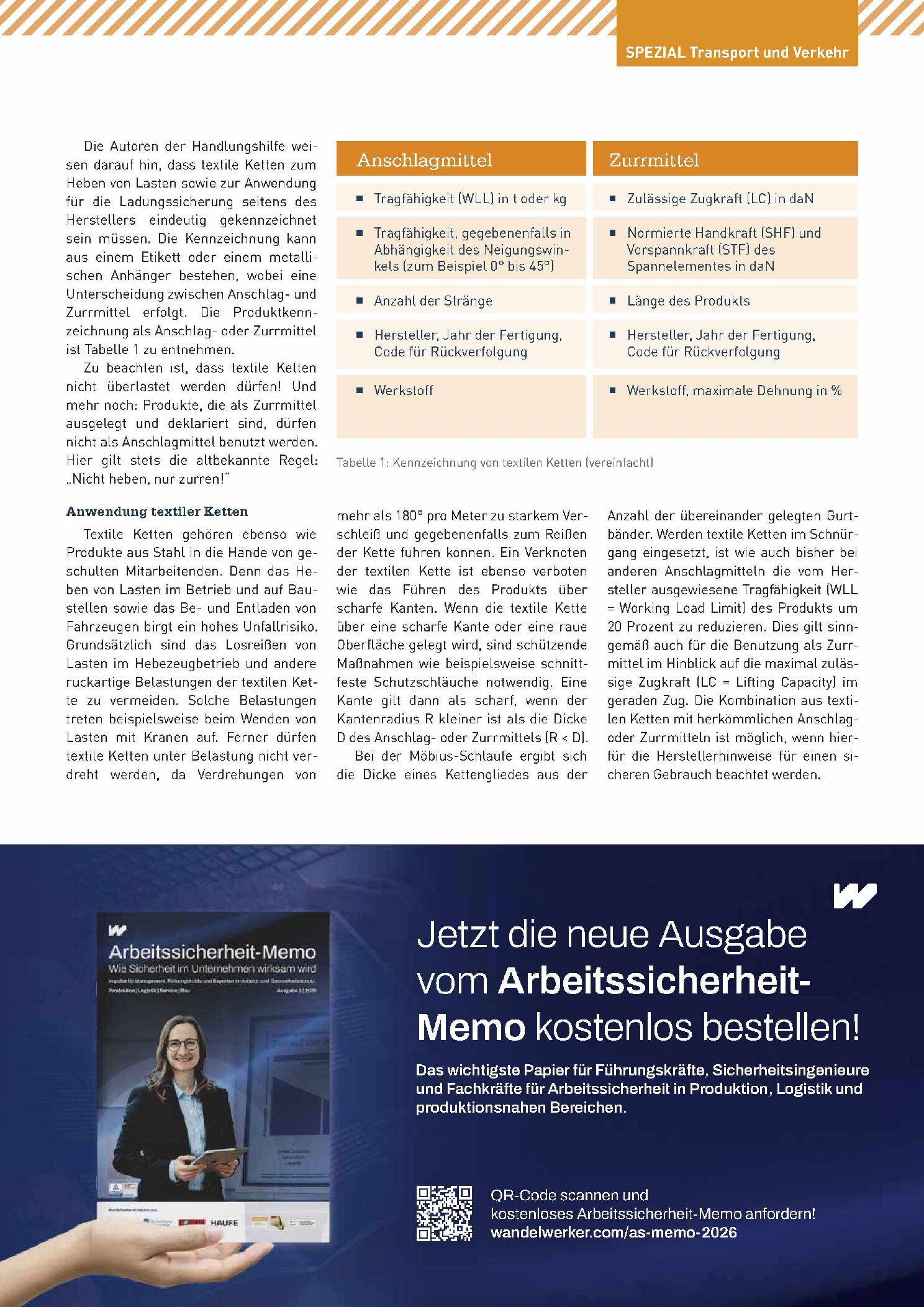 Vorschauseite 2: Hochfeste Textilketten. Ergonomie gleich mitgedacht
