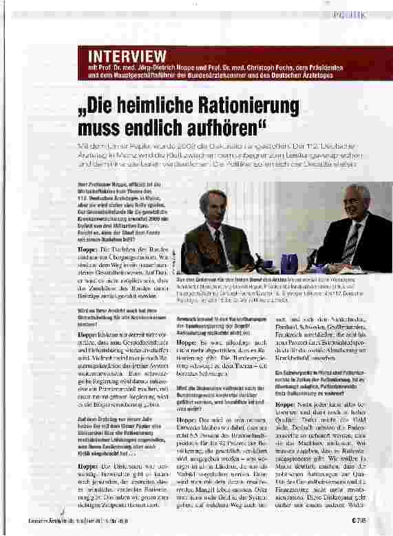 Vorschauseite 1: „Die heimliche Rationierung muss endlich aufhören