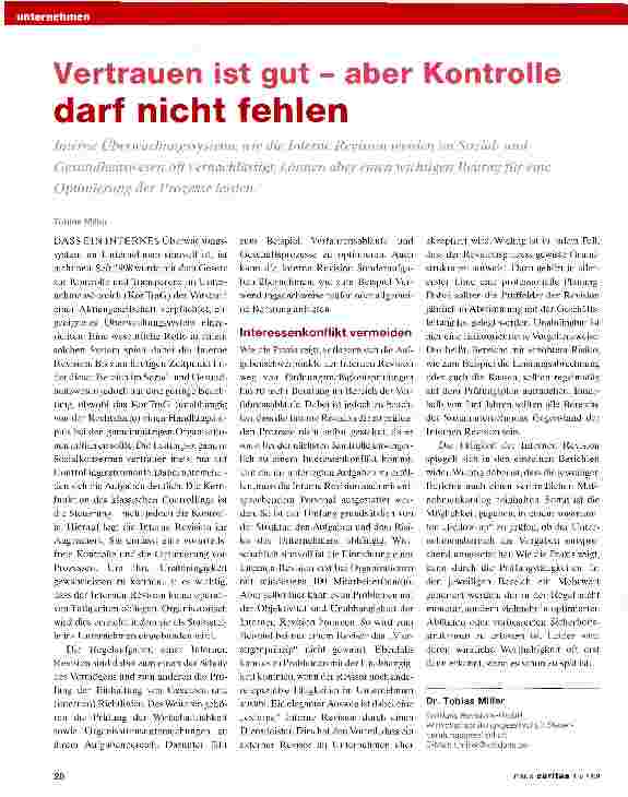 Vorschauseite 1: Vertrauen ist gut - aber Kontrolle darf nicht fehlen