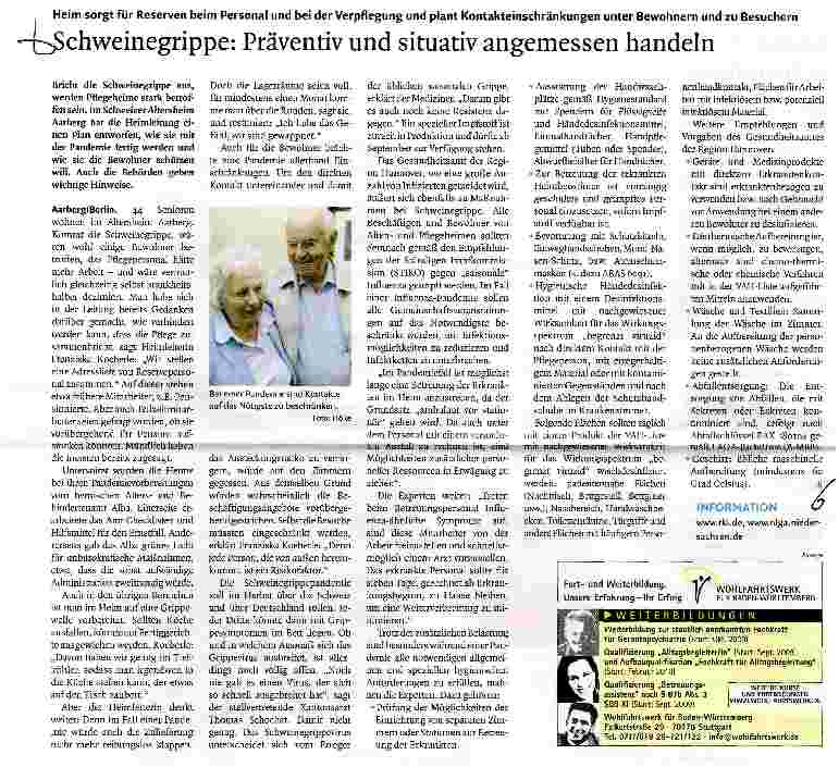 Vorschauseite 1: Schweinegrippe: Präventiv und situativ angemessen handeln