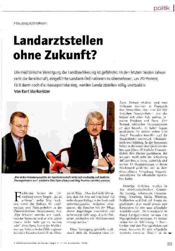 Vorschauseite 1: Landarztstellen ohne Zukunft?