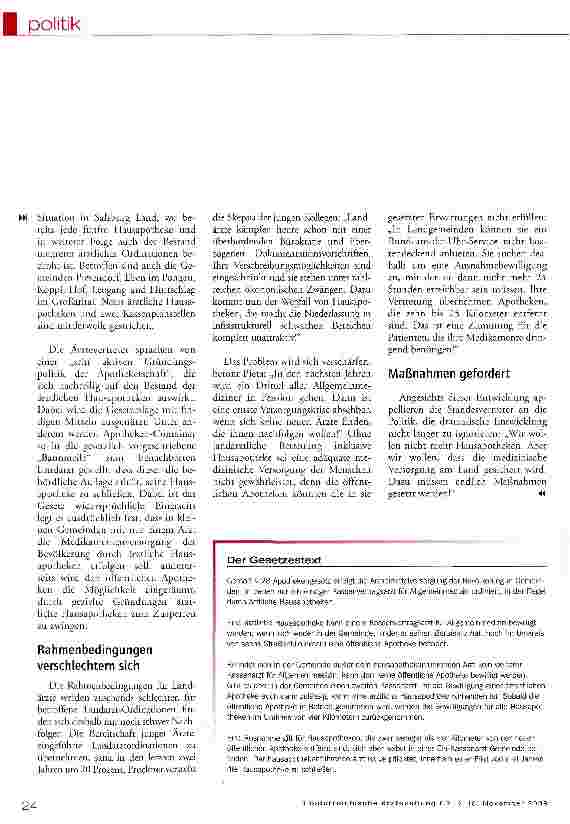 Vorschauseite 2: Landarztstellen ohne Zukunft?