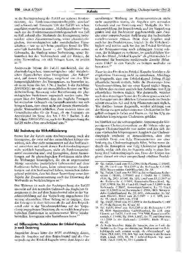 Vorschauseite 6: Cholesterinsenker: Arzneimittel, Medizinprodukte oder Lebensmittel? (Teil 2)