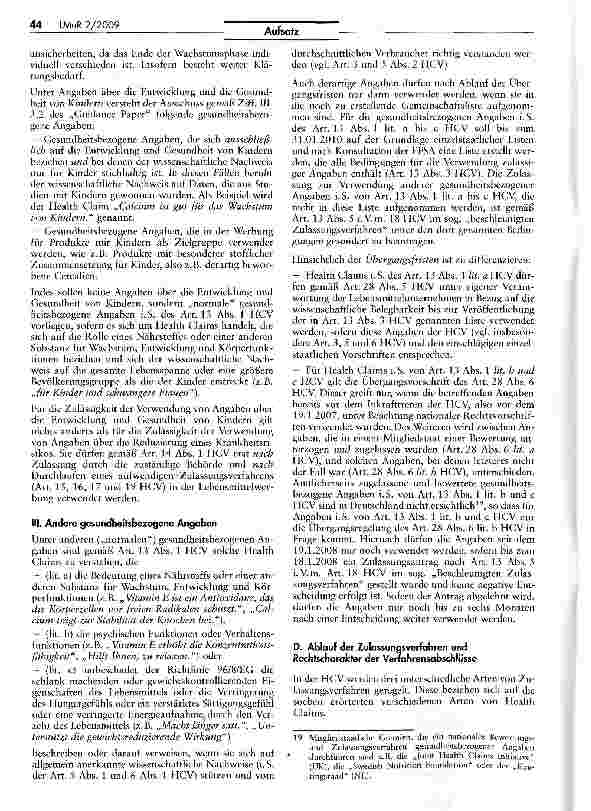 Vorschauseite 4: Health Claims Verordnung (Teil 1)