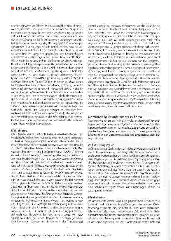 Vorschauseite 4: Psychologie und Ergotherapie - Was können wir voneinander lernen?