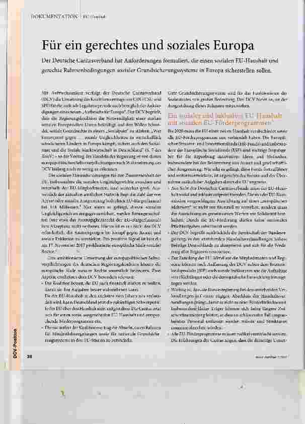 Vorschauseite 1: Für ein gerechtes und soziales Europa