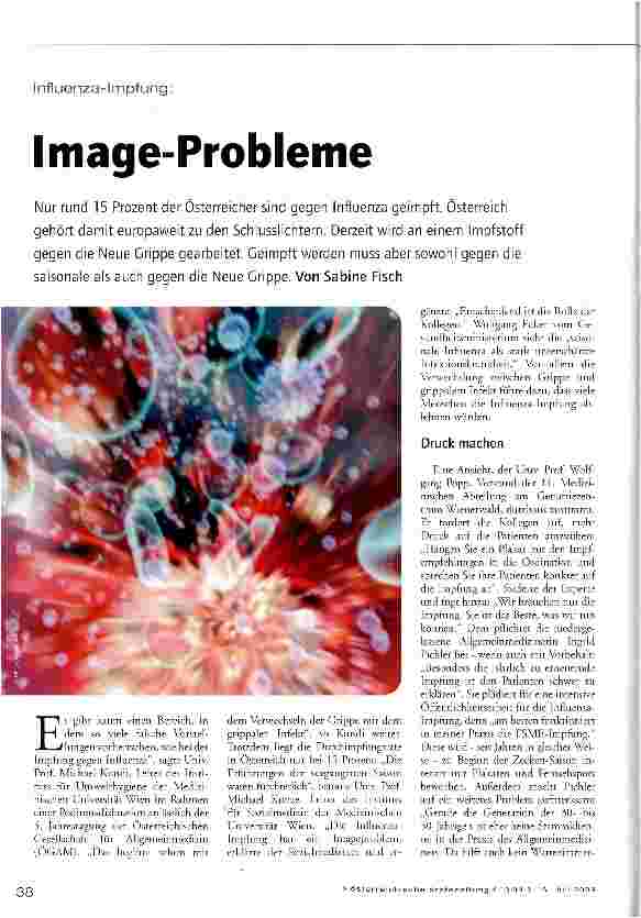 Vorschauseite 1: Influenza-Impfung:Image-Probleme