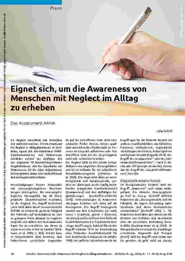 Vorschauseite 1: Eignet sich, um die Awareness von Menschen mit Neglect im Alltag zu erheben.